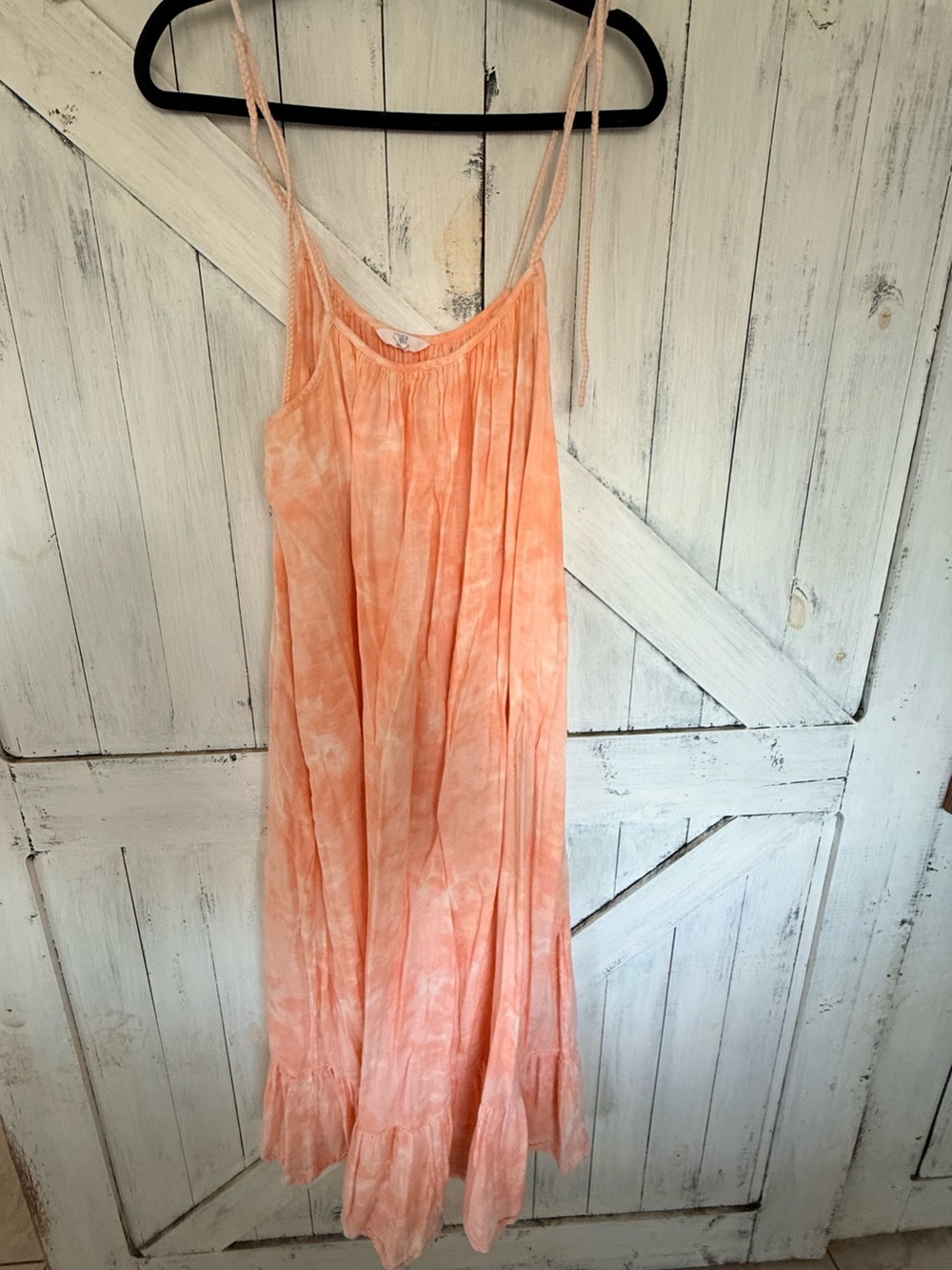 Time and Tru Peach Tie-Dye Spaghetti Strap Maxi Dress
